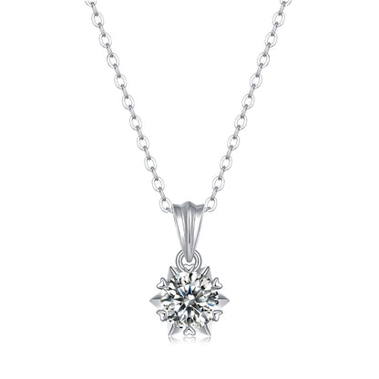 Silver Necklace Moissanite Bloom Pendant For Women