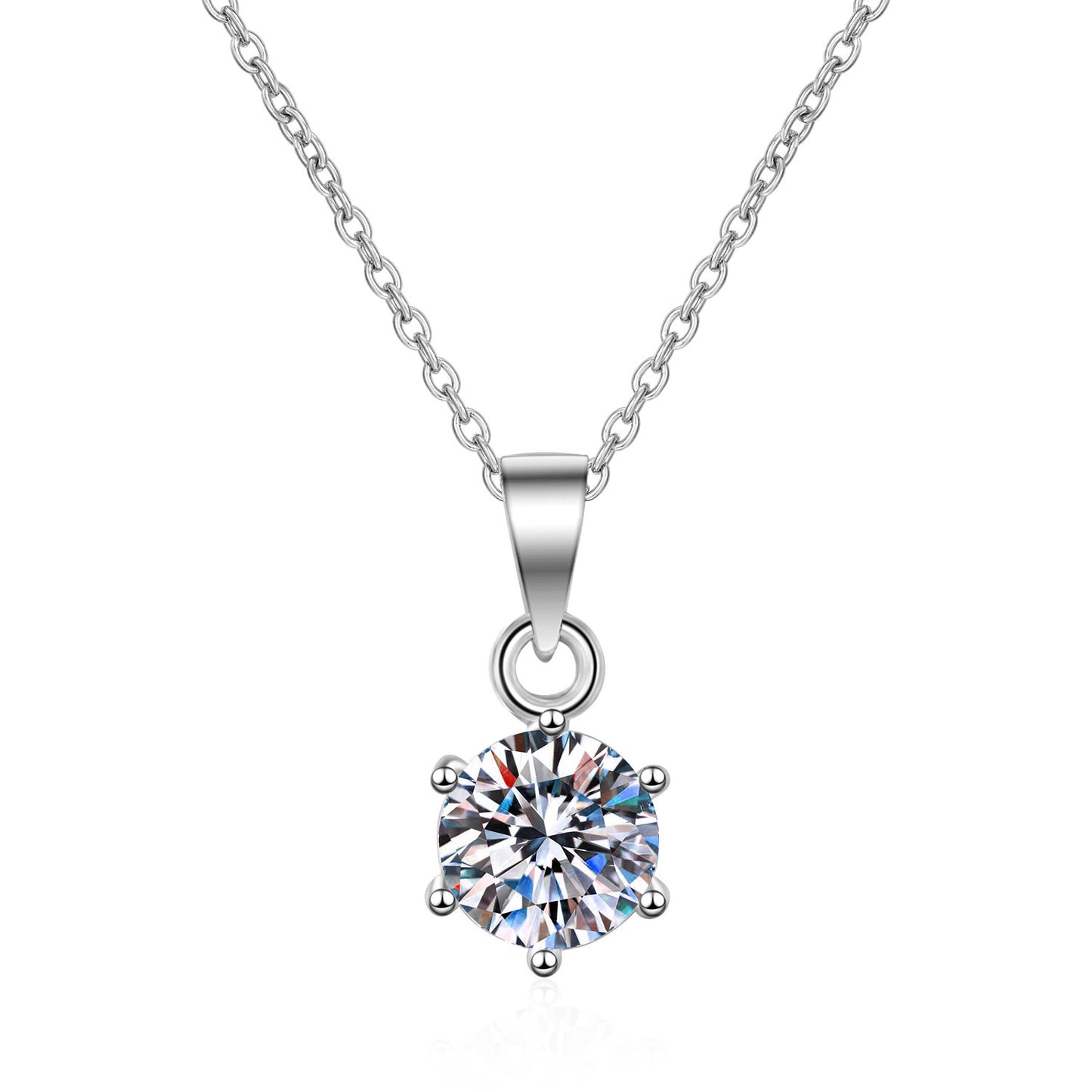 All-match High-grade Moissanite Six-claw Pendant Clavicle Chain 925 Silver Necklace Female