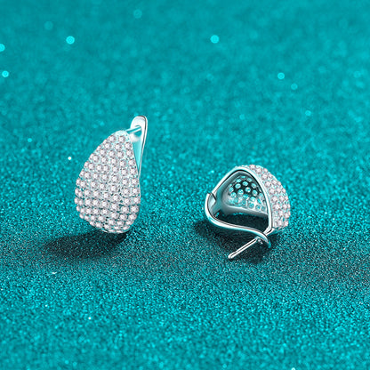 Sterling Silver Full Drop Pear-shaped Simple Stud Earrings