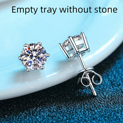 S925 Silver Stud Classic Six-claw Stud Earrings