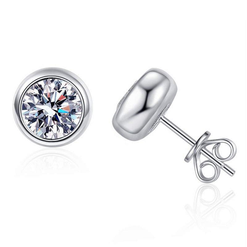 Simple Graceful Moissanite Sterling Silver Stud Earrings