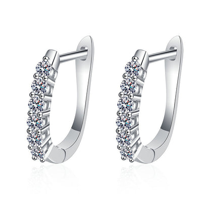 Sterling Silver Earrings Plated Pt950 High-end Diamond Row