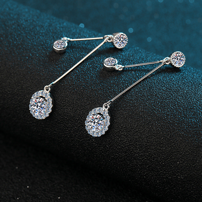 Silver Ear Ring Female Mosan Diamond Diamond