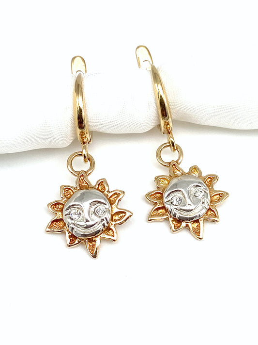 Sun Smile - Italian Style Gold Plated Dangle Earrings